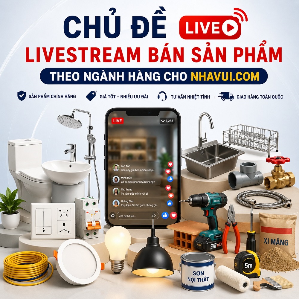 Chủ đề livestream bán sản phẩm theo ngành hàng cho Nhavui.com